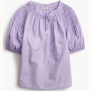 J Crew Factory Puff-sleeve split-neck blouse